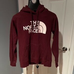 Maroon North Face hoodie, M